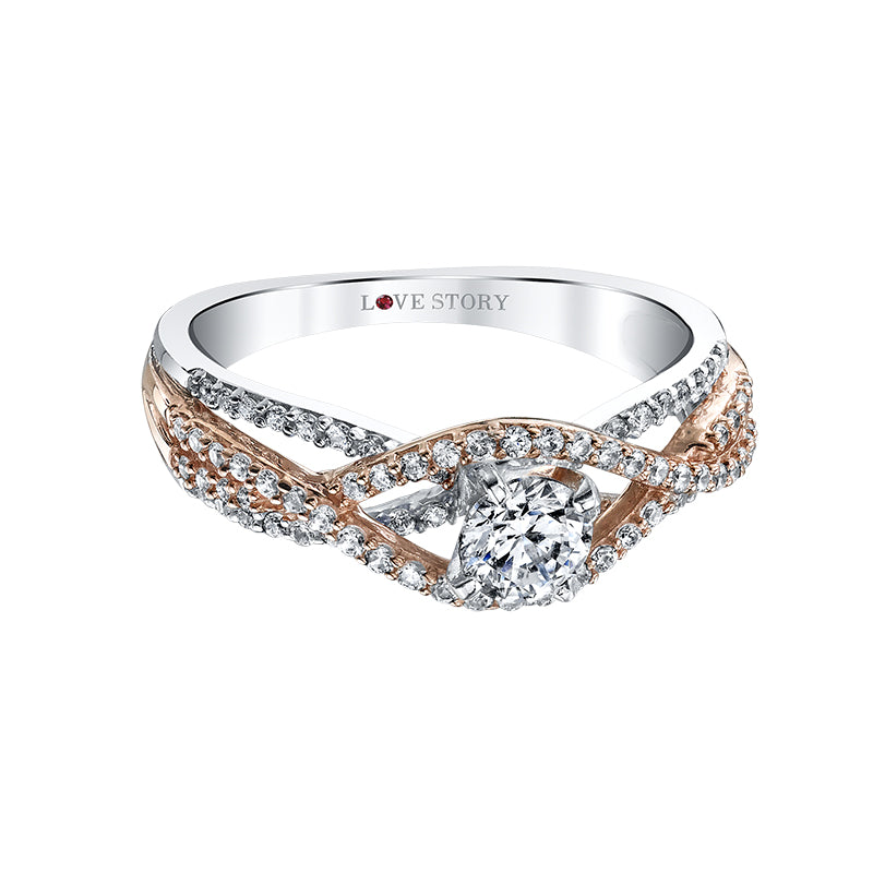 two toned diamond engagement ring by love story