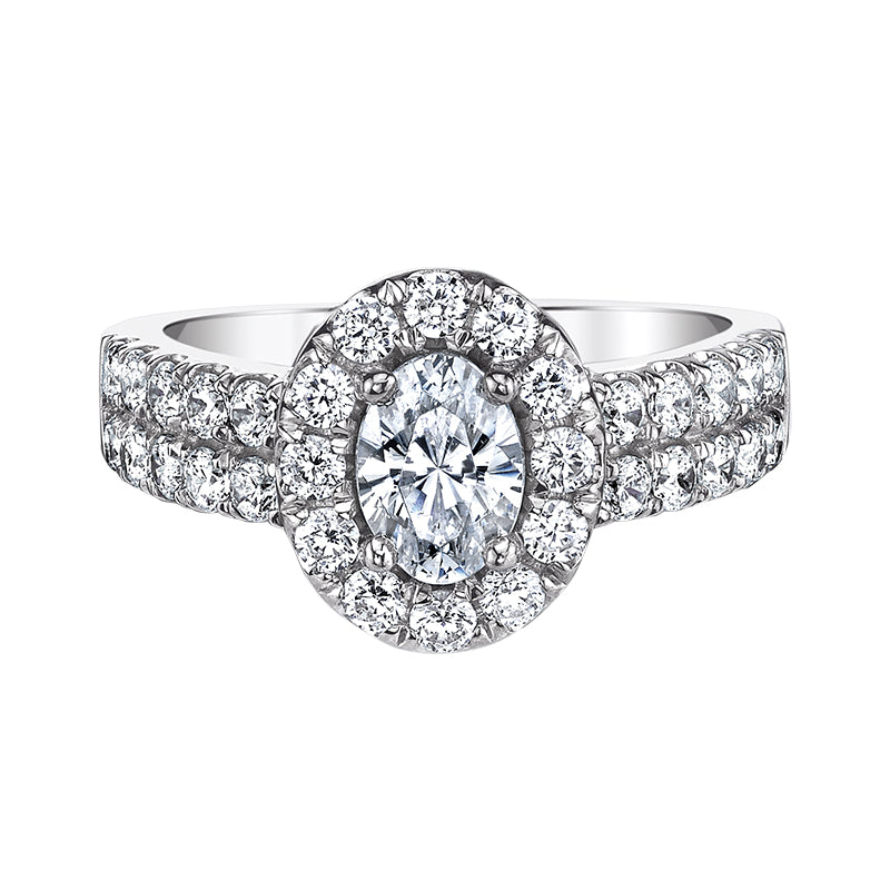 oval halo engagement ring by love story