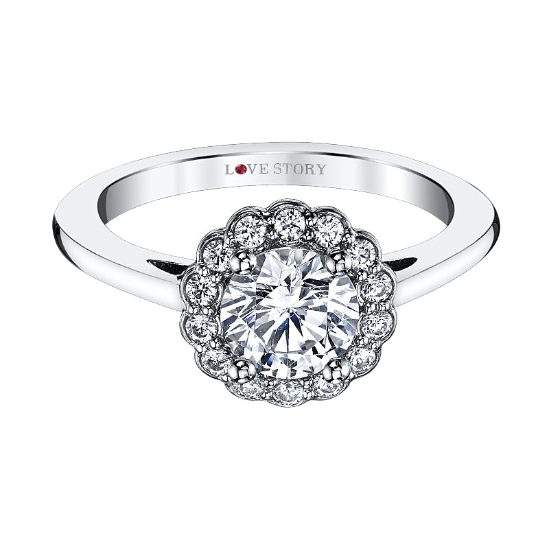 floral halo engagement ring by love story