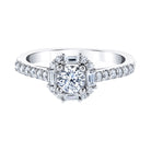 baguette halo engagement ring by love story