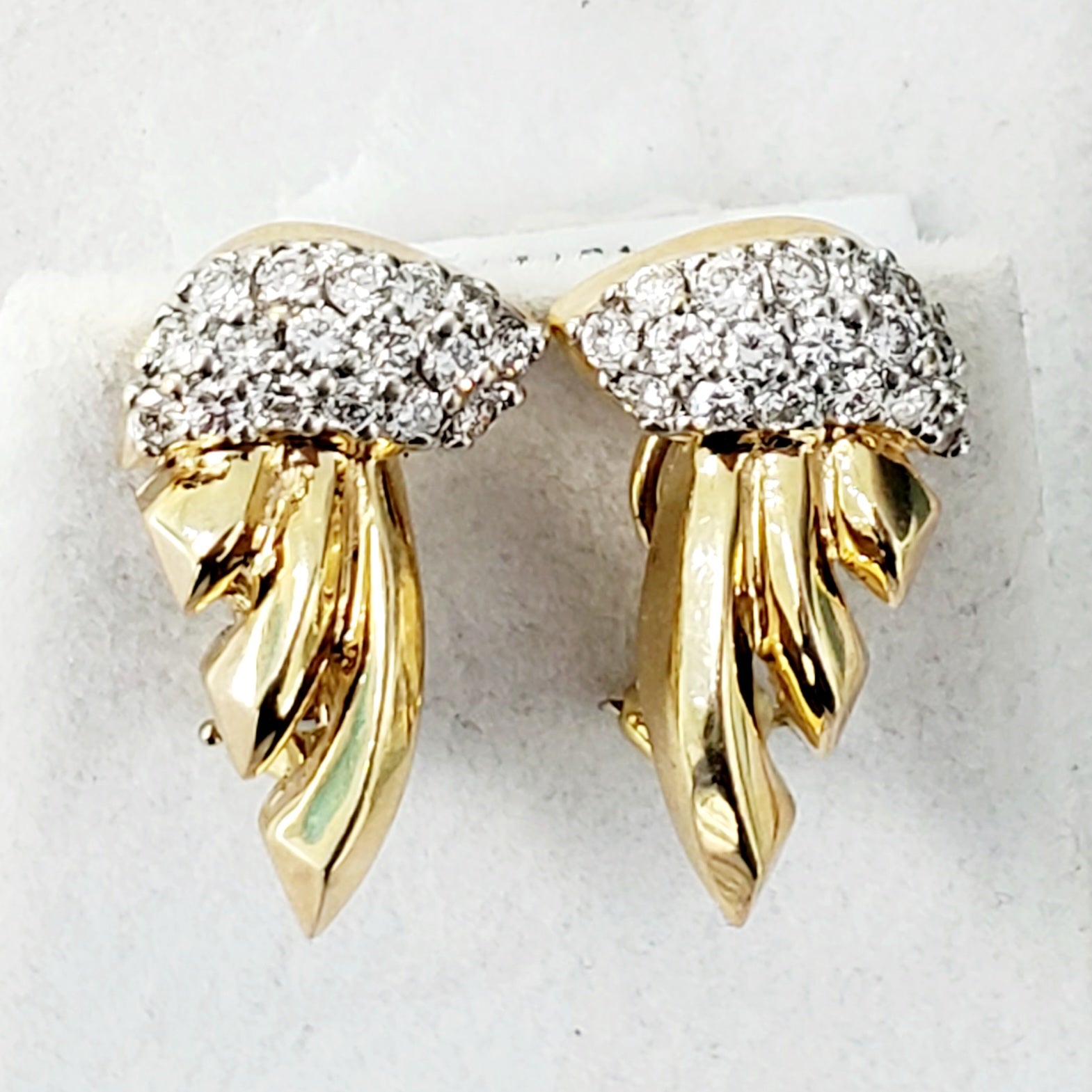 diamond feather earrings