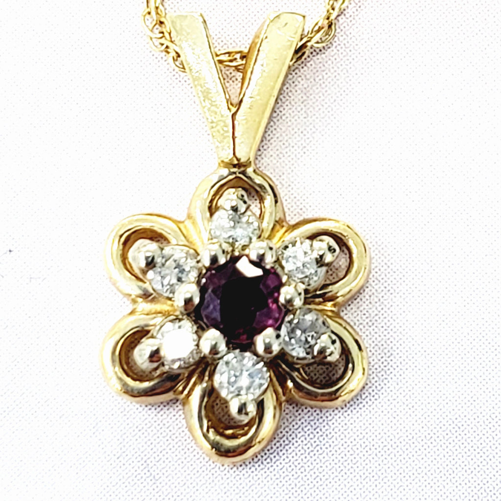 yellow gold amethyst & diamond pendant