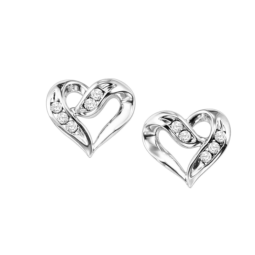 silver diamond 1/50ctw earring