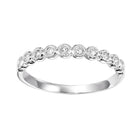 diamond bubble bezel milgrain stackable band in 10k white gold