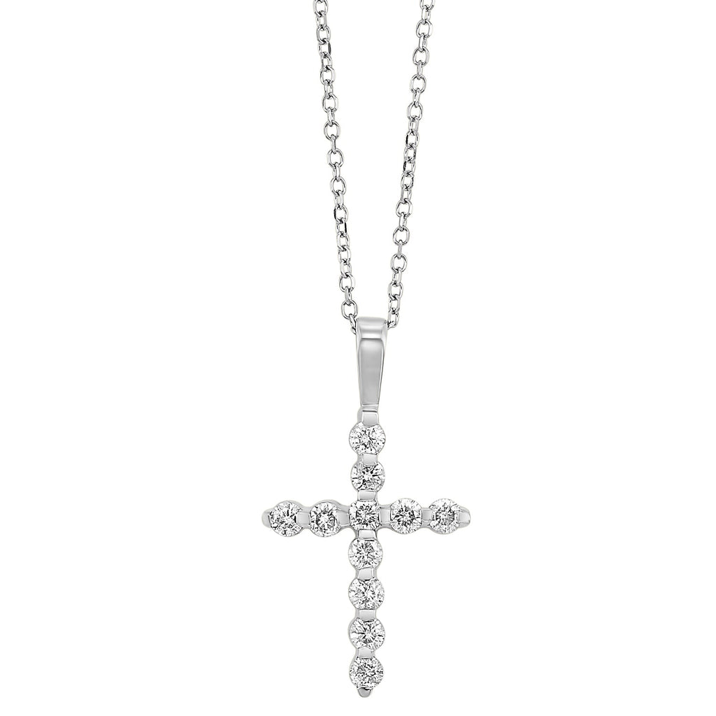 diamond classic cross pendant in 14k white gold (1/10ctw)