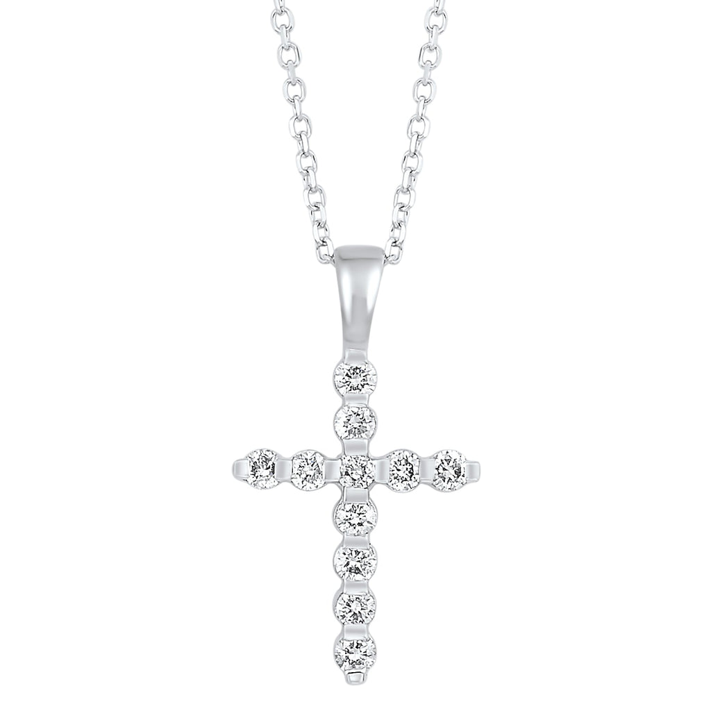 diamond classic cross pendant in 14k white gold (1/4 ctw)