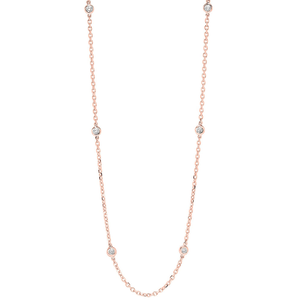 diamond station necklace in 14k rose gold (1/4 ctw)