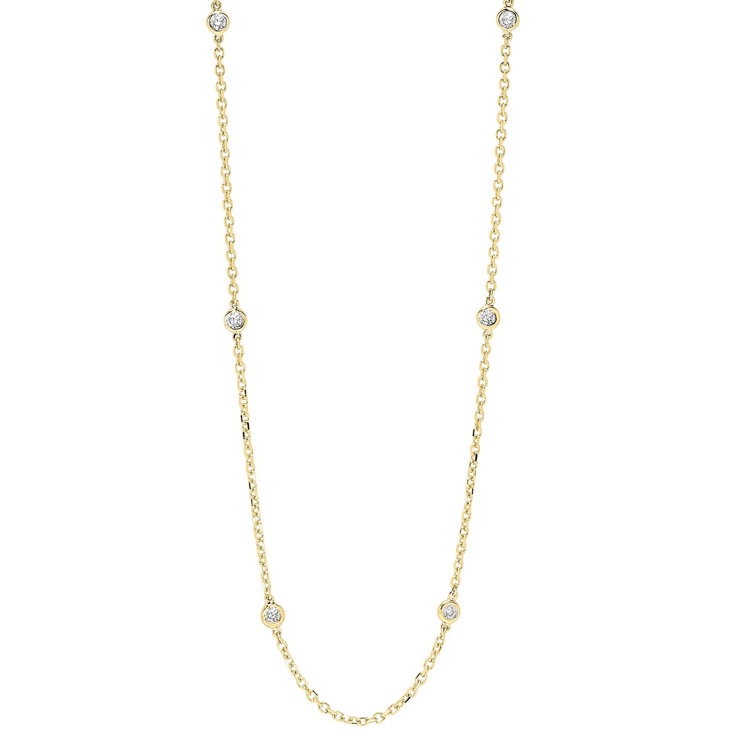 diamond station necklace in 14k yellow gold (1 ctw)