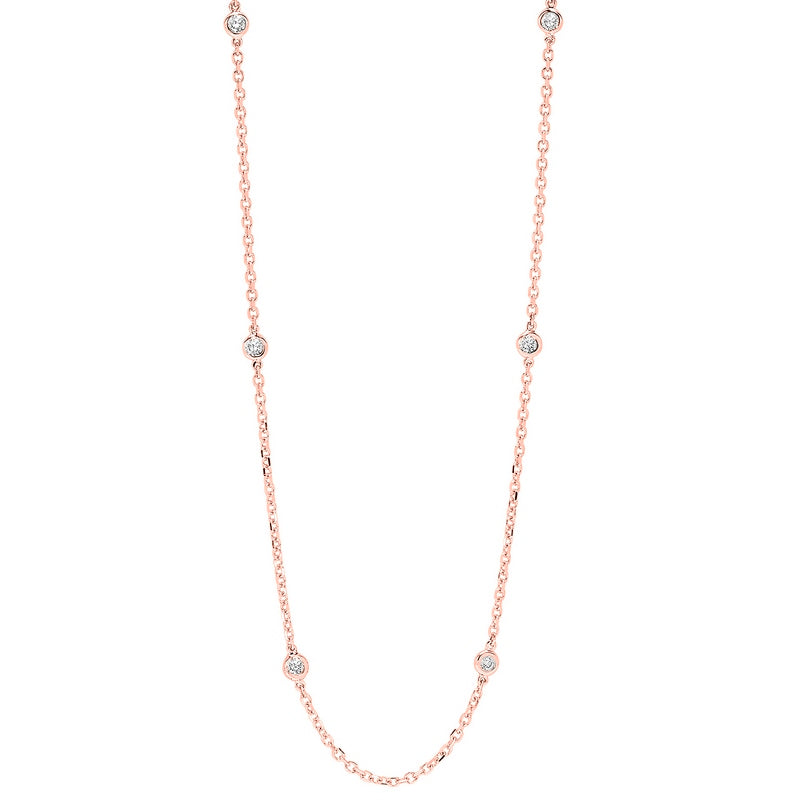 diamond station necklace in 14k rose gold (1 1/2 ctw)