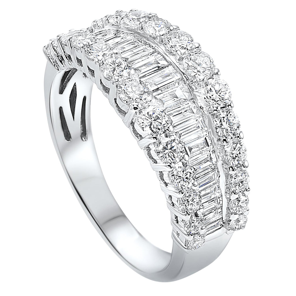 diamond 1/4 eternity baguette tapered stackable wedding band in 14k white gold (2 1/4 ctw)