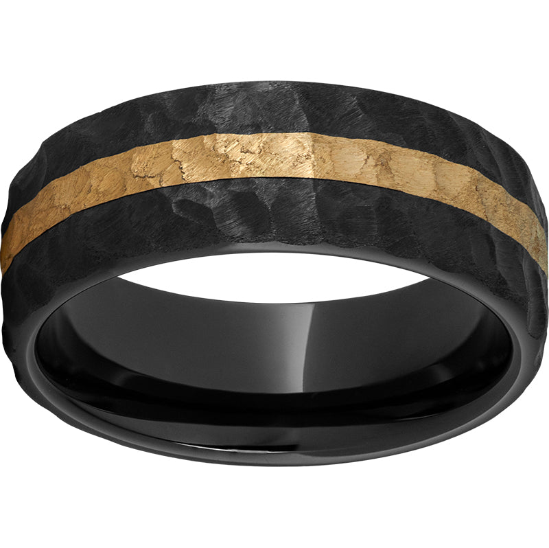 black diamond ceramic™ pipe cut band with 2mm 14k yellow gold inlay and thor finish