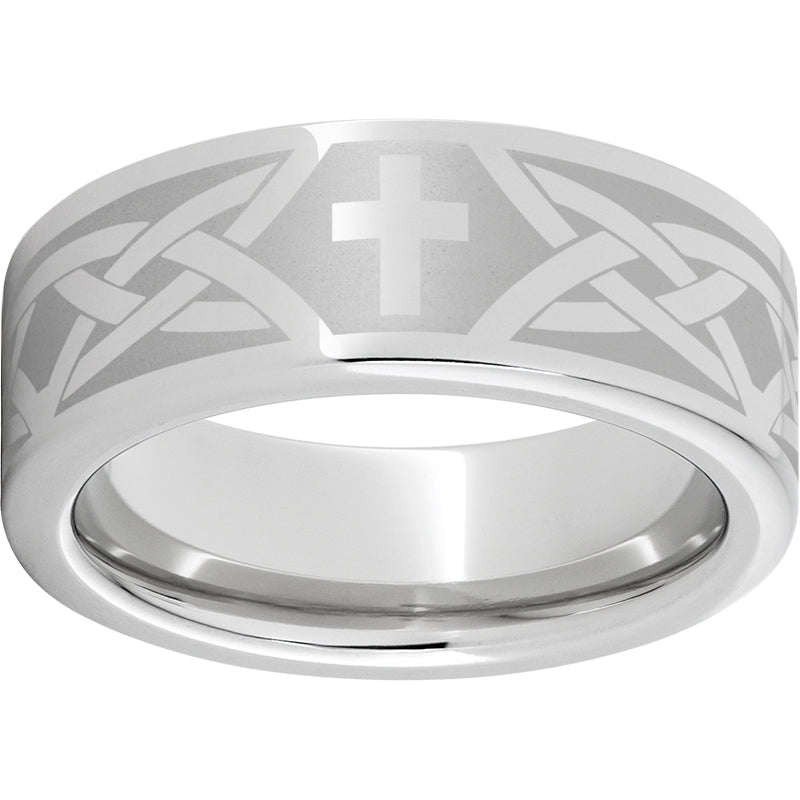 serinium® pipe cut band with a cross knot laser engraving
