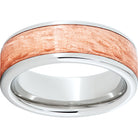 serinium® pipe cut band with bark finish copper inlay