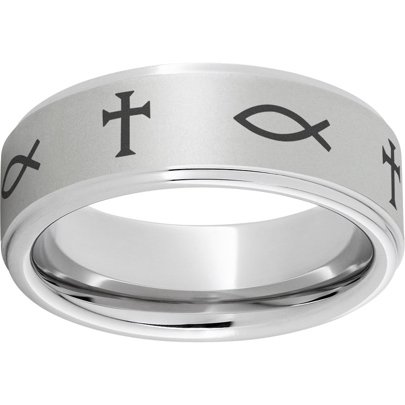 ichthus—serinium® christian symbol engraved ring