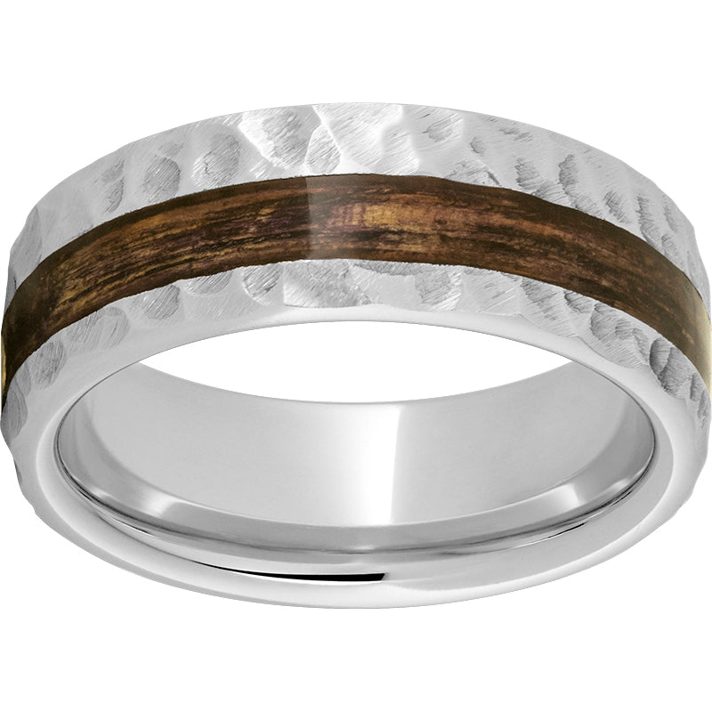 serinium® pipe cut band with off-center bourbon barrel aged™ inlay and moon finish