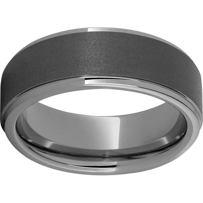 rugged tungsten™ 8mm flat grooved edge band with sandblast finish