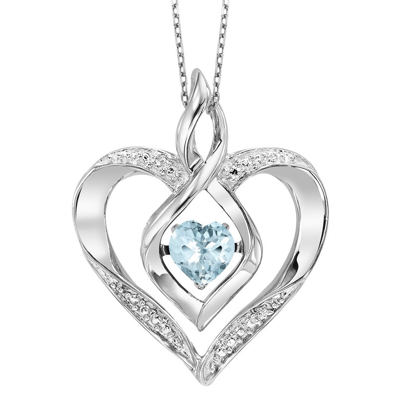 synthetic aquamarine heart infinity symbol rol rhythm of love pendant in sterling silver