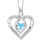 synthetic blue topaz heart infinity symbol rol rhythm of love pendant in sterling silver