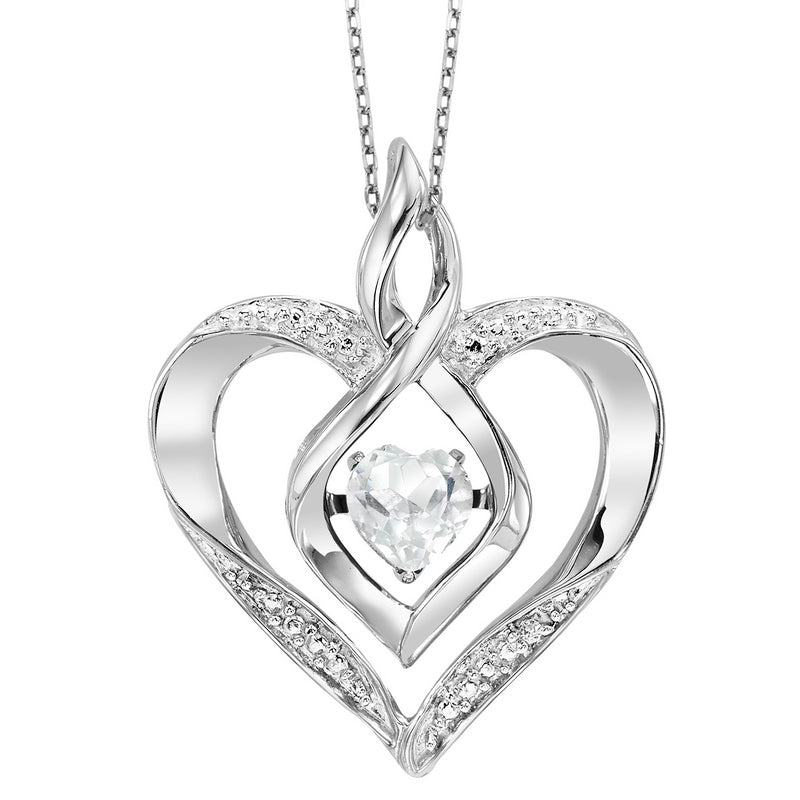 synthetic white topaz heart infinity symbol rol rhythm of love pendant in sterling silver