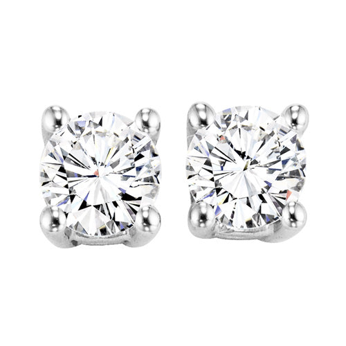 diamond round classic solitaire stud earrings in 14k white gold (2 ctw)