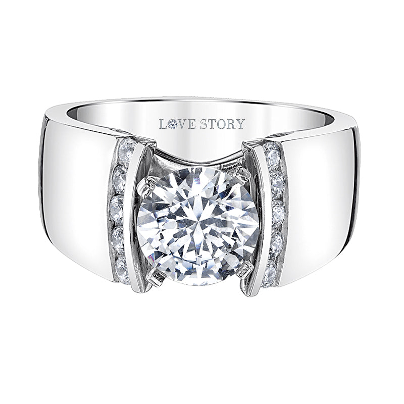 Round Diamond Engagement Ring Setting in 14K White Gold, 1.75CT, Wide –  Sziro Jewelry