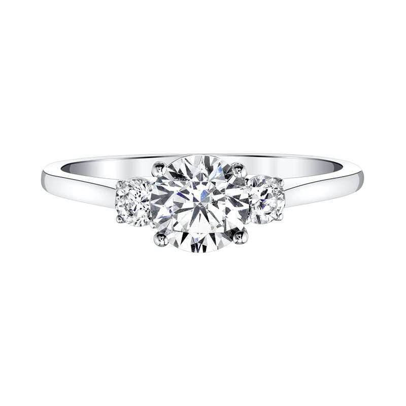 three-stone engagement ring by love story
